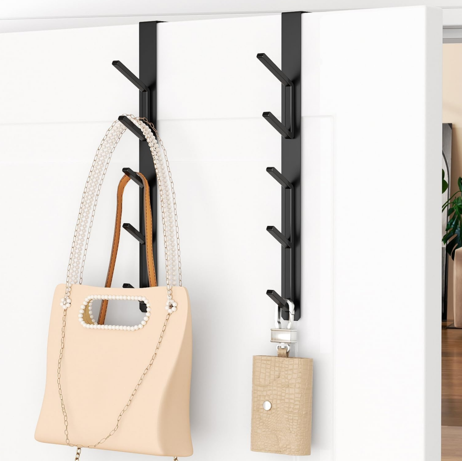 10-Hook Vertical Over-the-Door Rack