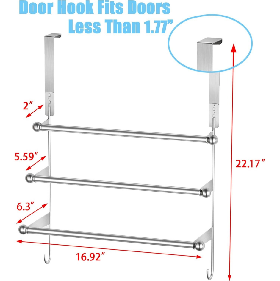 304 Stainless Steel Over-the-Door Towel Rack - Image 2