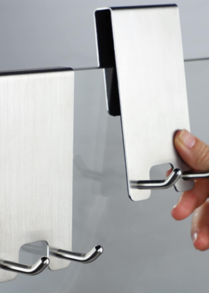Stainless Steel Shower Door Hooks – 2-Pack